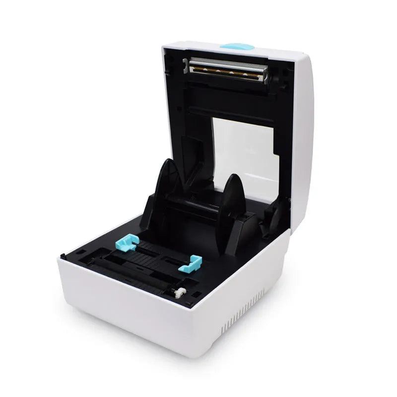 White Bluetooth thermal label printer with compact dimensions for shipping label printing