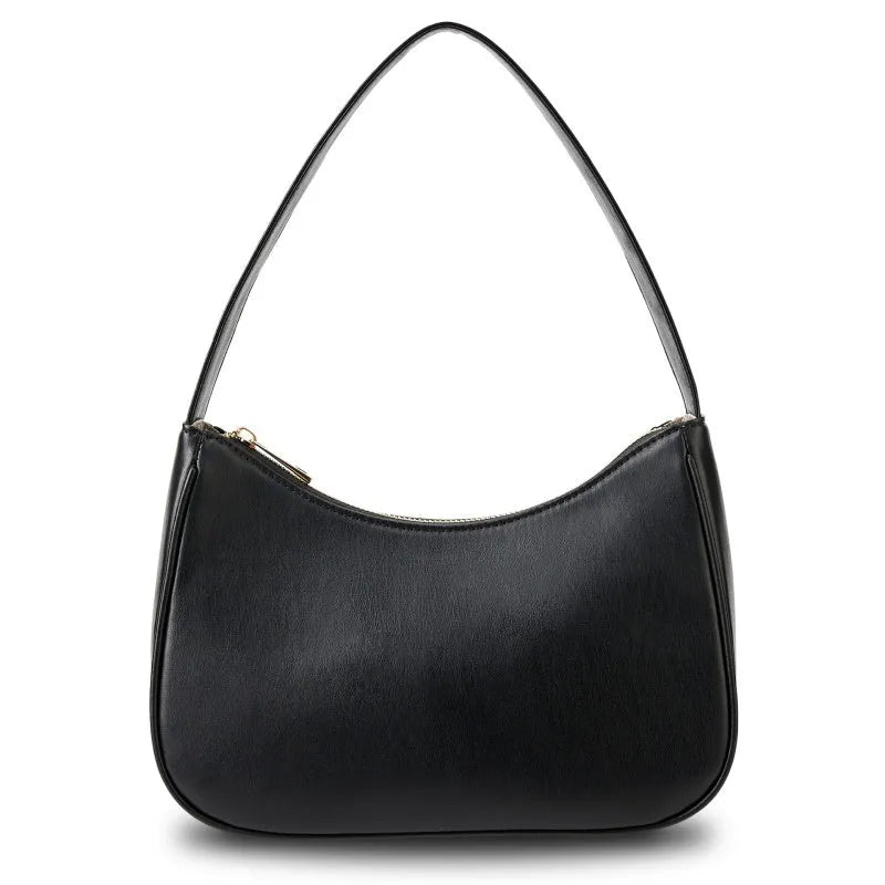 Retro-style shoulder bag in apricot colour with adjustable strap showing PU material texture
