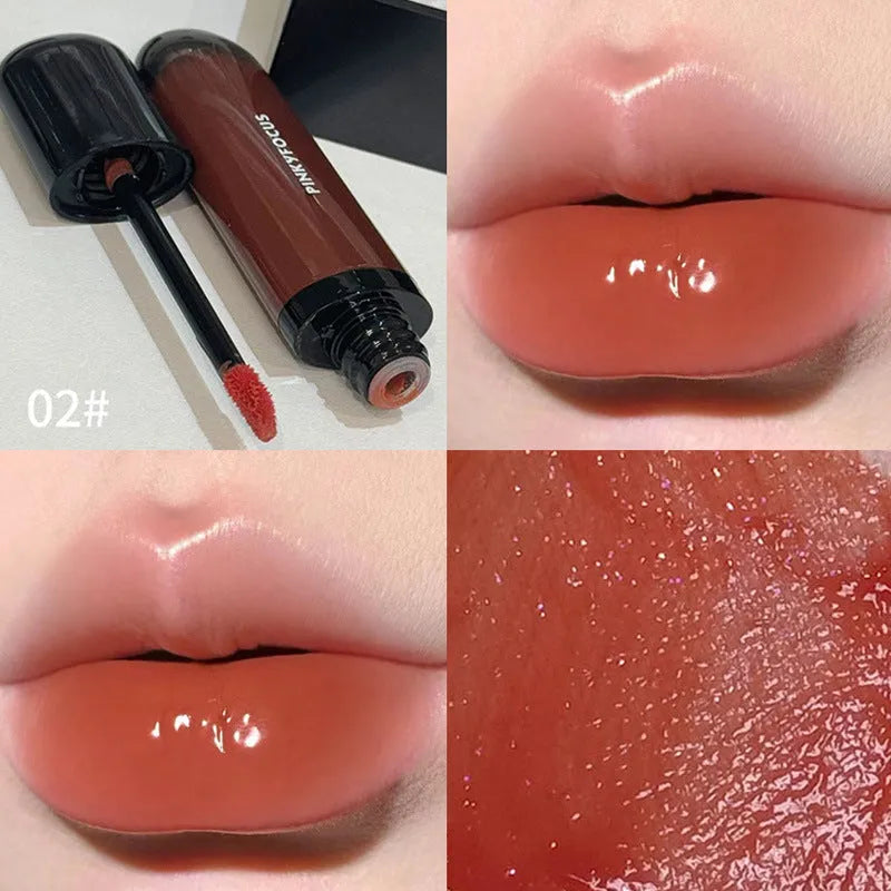 Black Shiny Makeup Mirror Lip Lacquer in six colour options with glossy finish