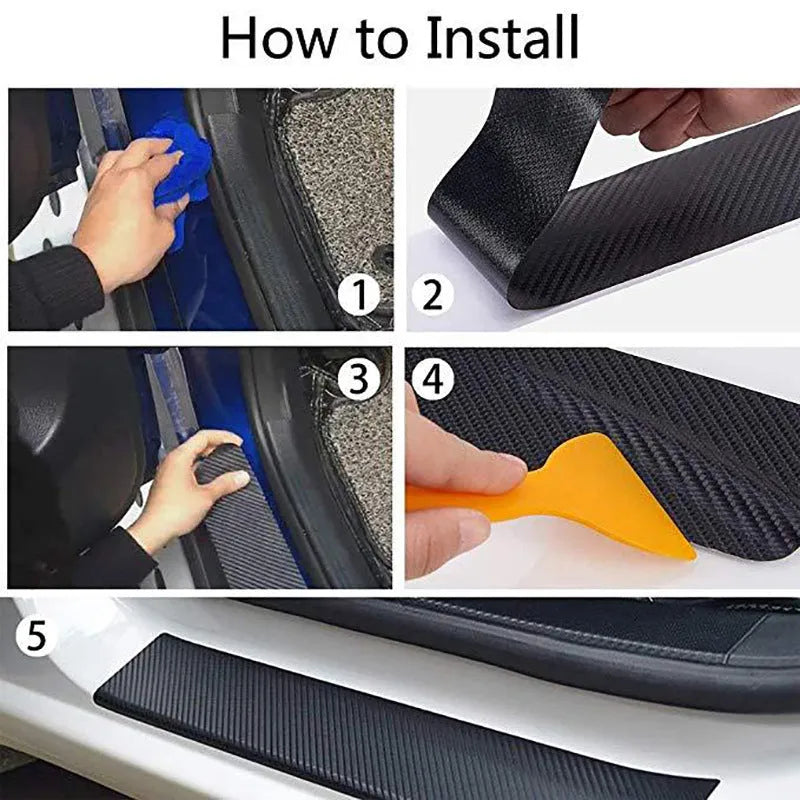 Matte 3D carbon fibre protective roll for car door sills in various widths.