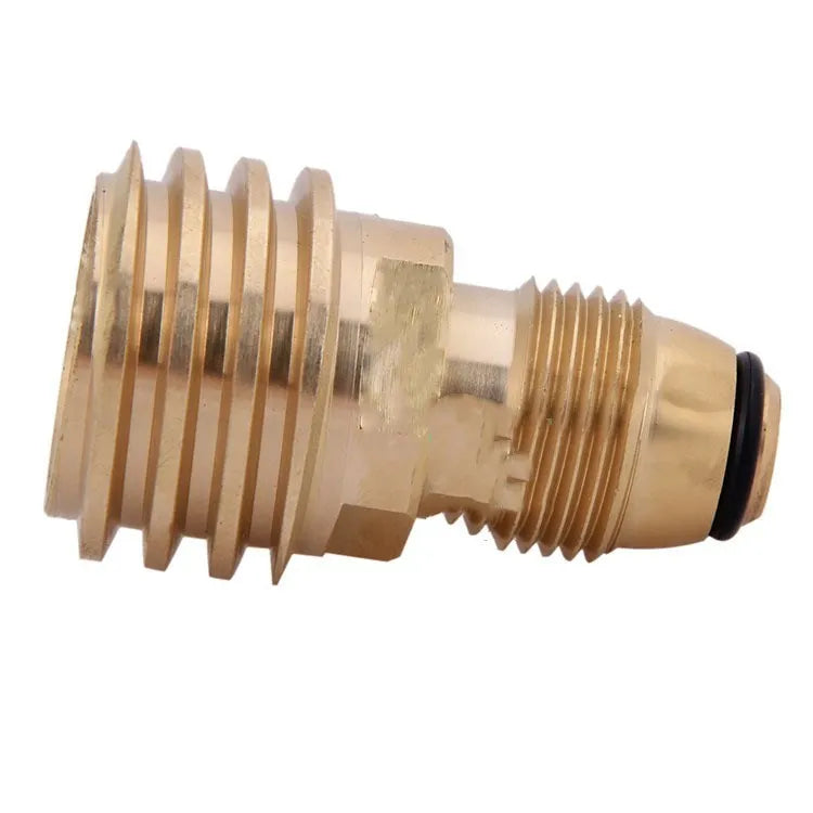 Gold-coloured brass gas brazier adapter with visible taper threads for 7 mm connections.