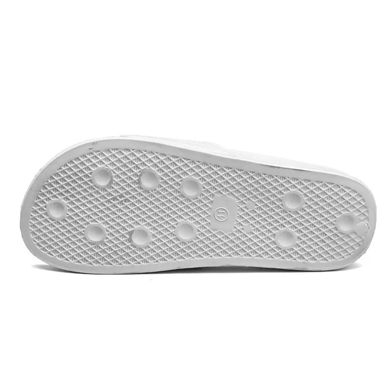 Men's personalised open toe slippers with rubber soles available in black and white colours