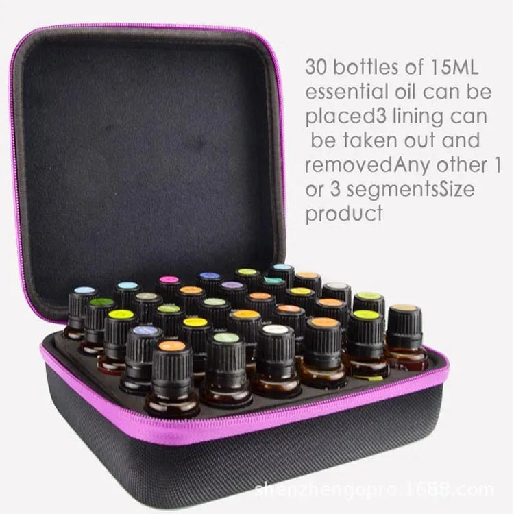 Essential oil storage bag with 30 compartments for 15ml bottles in EVA material