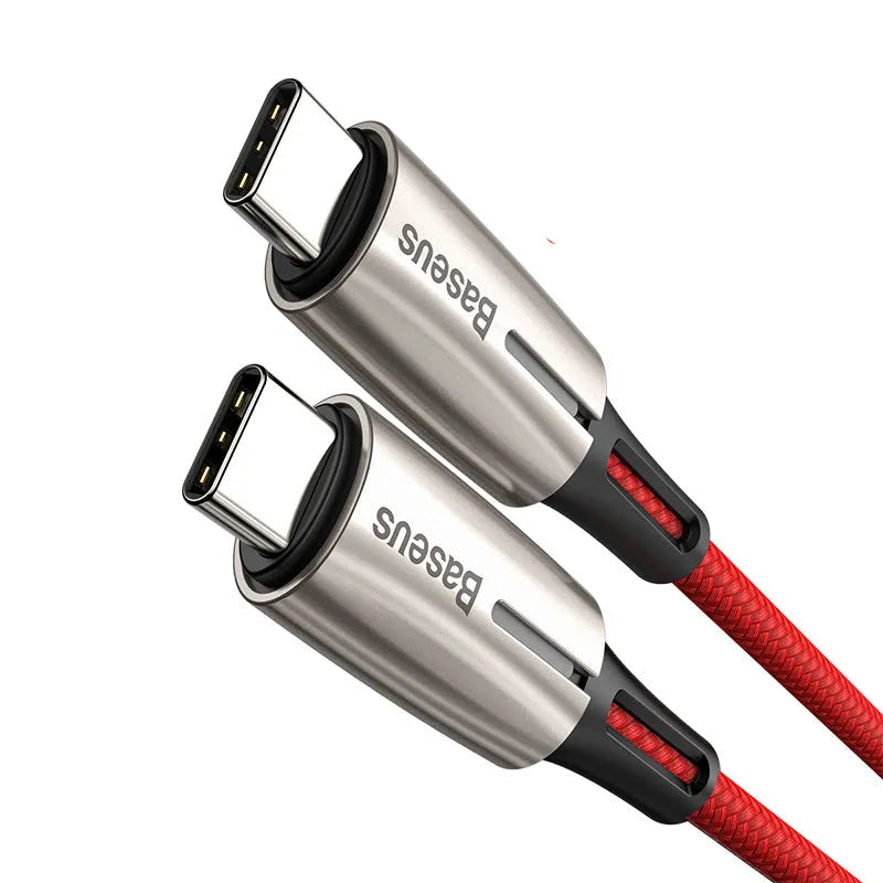 Purple dual Type-C PD60W fast charge cable with 1 metre length for laptop and device charging