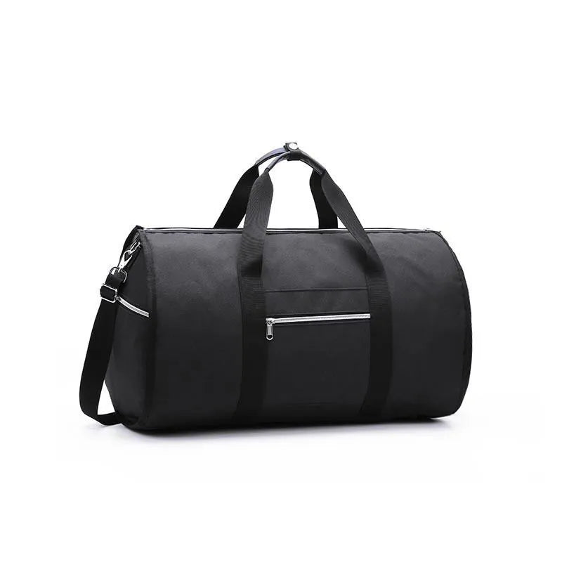 Red cylinder-shaped travel bag made from Oxford cloth with a zipper closure.