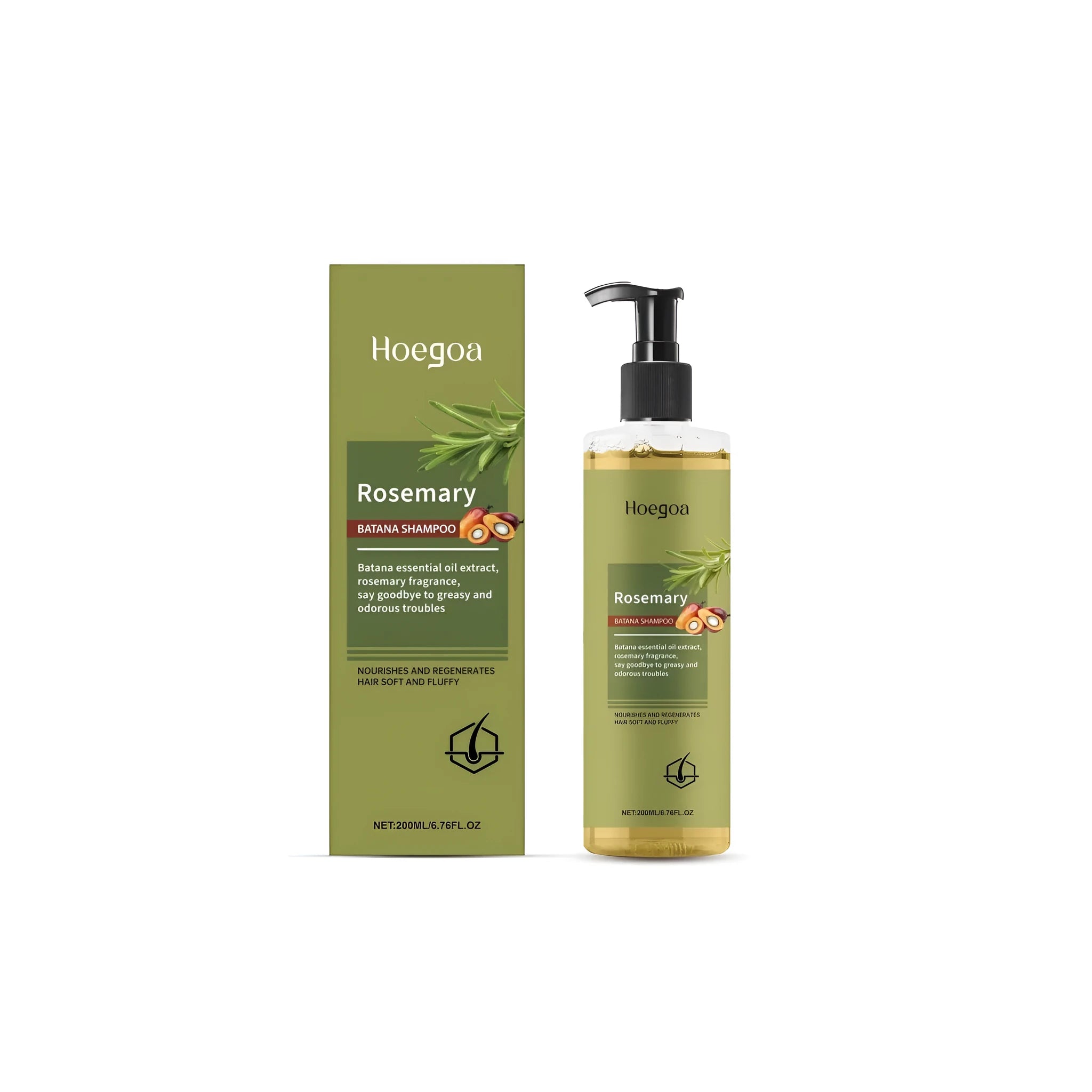 200ml bottle of Rosemary Hair Growth Shampoo with rosemary extract and Platthana oil.