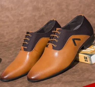 Men's black Oxford business shoes with PU leather upper and rubber sole