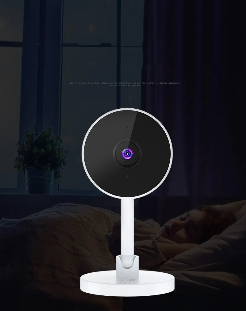 White gun-style WiFi security camera with 1080p HD resolution and anti-theft alarm system