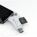 NK908 white 4-in-1 card reader for Apple iPhone Android and PC with SD and Micro SD slots