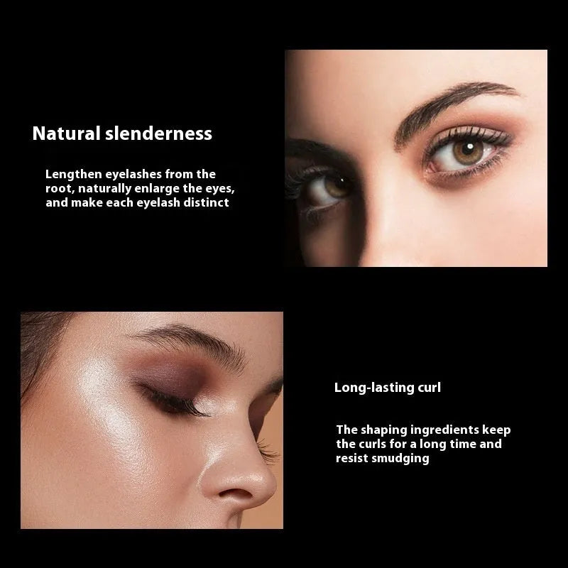 Black 4D waterproof mascara tube with curling formula for universal skin types