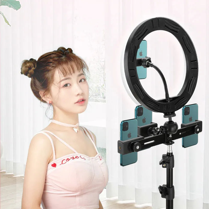 10-inch smartphone ring light with metal stand bracket for selfie photography