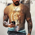 Men's 3D printed Jesus pattern T-shirt in quick-drying polyester fabric showing front design