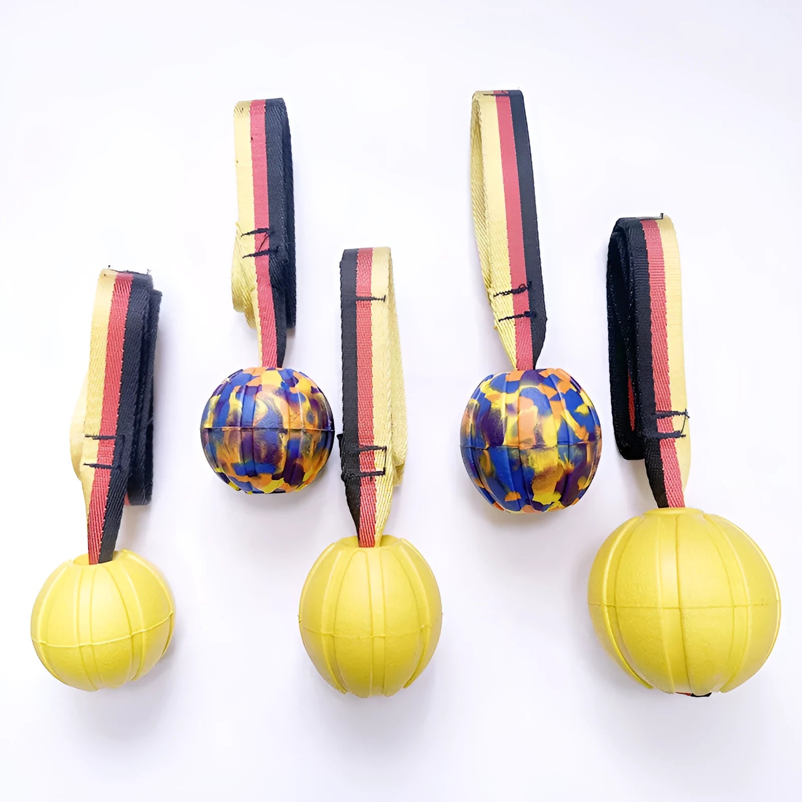 Floating EVA dog training tether ball in camouflage colour with attached string