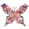 20 inch handmade butterfly quilling paper ornament with craft tools on blue background