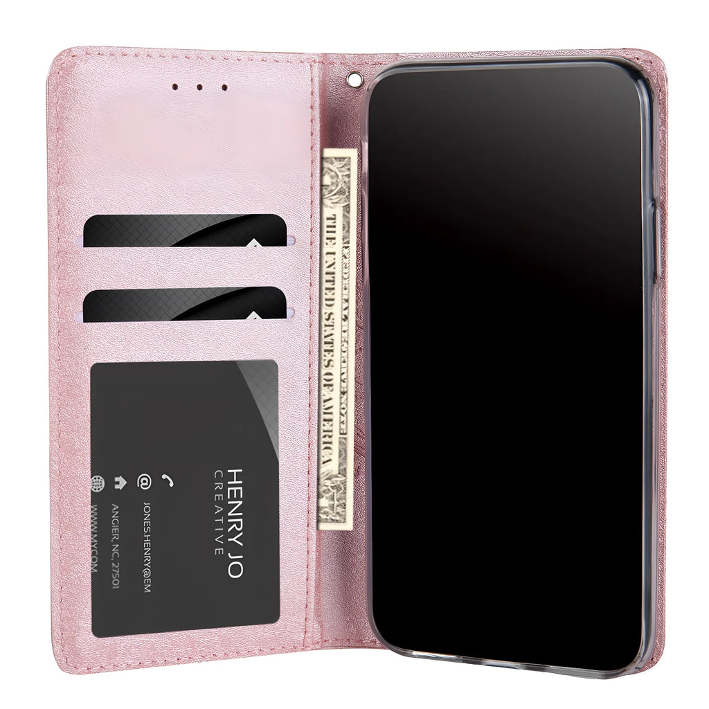 PU leather flip phone case with card holder slot for Apple iPhone