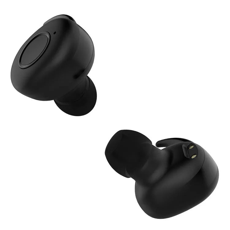 Compact wireless Bluetooth in-ear headphones in black, green, red, or white colours, designed for sports with noise reduction.