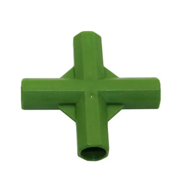 Two piece 11mm PP plant support connector set with three and four way joints for garden stakes