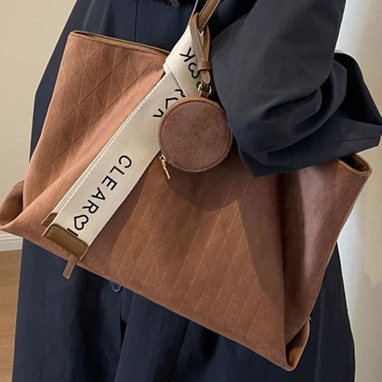 Soft polyester horizontal square tote shoulder bag with sandwich pockets in green colour option
