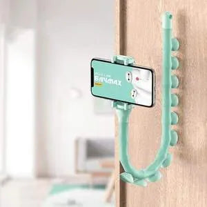 Flexible lazy bracket phone holder with extended 62cm arm showing 360° rotation capability