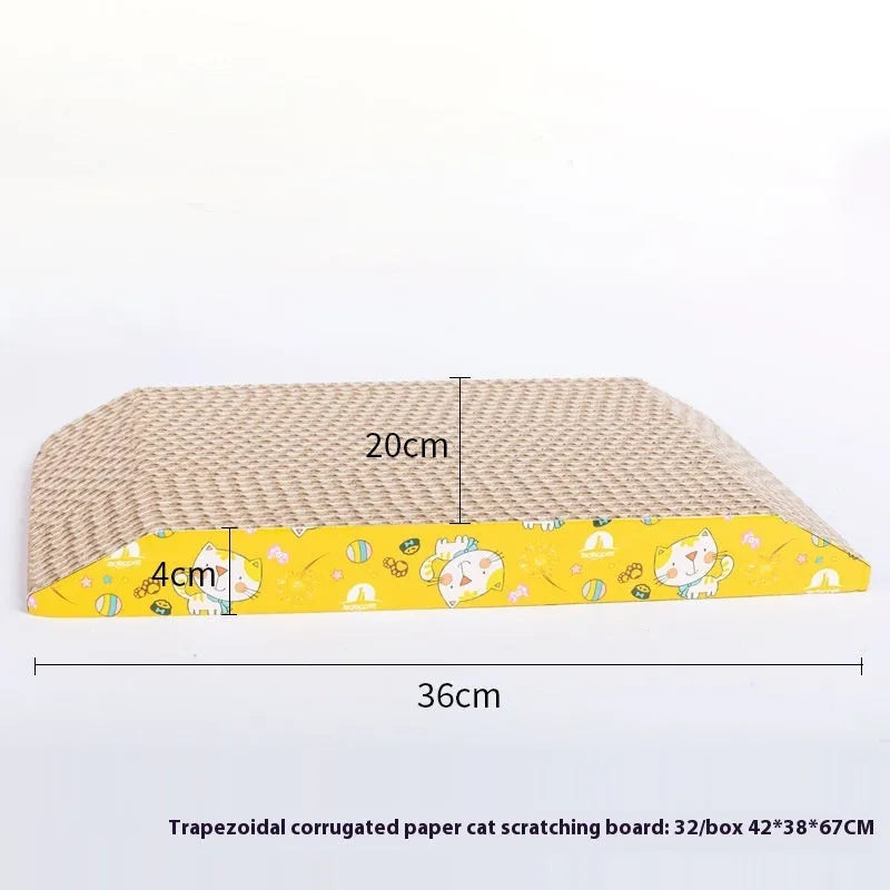 Corrugated paper cat scratch board in one of seven style options including bone type and wavy shape.