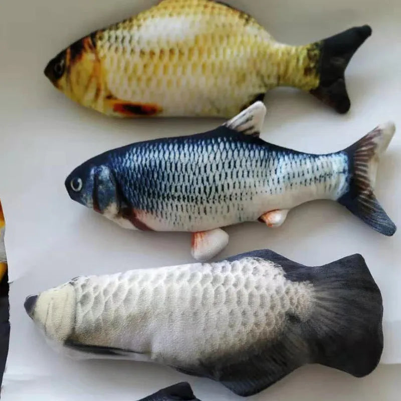 30cm electronic jumping fish cat toy with USB cable in multicolour fish designs