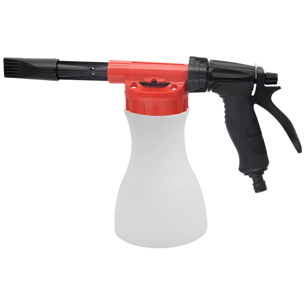 Green foam pot high pressure water gun sprayer for garden use.