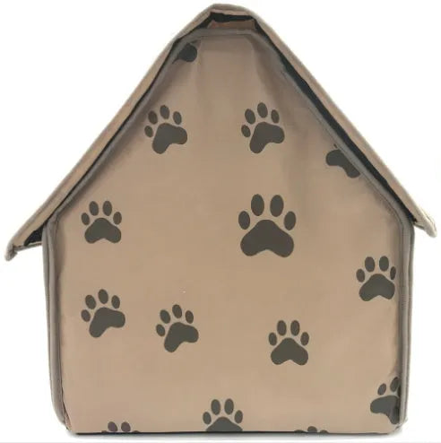 Brown foldable pet mattress dog nest, 47x49x49cm, with a 22x26cm door opening for small dogs and cats.