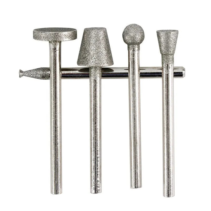 Elliptical cone shaped alloy emery grinding heads with 3mm shank for glass and stone work