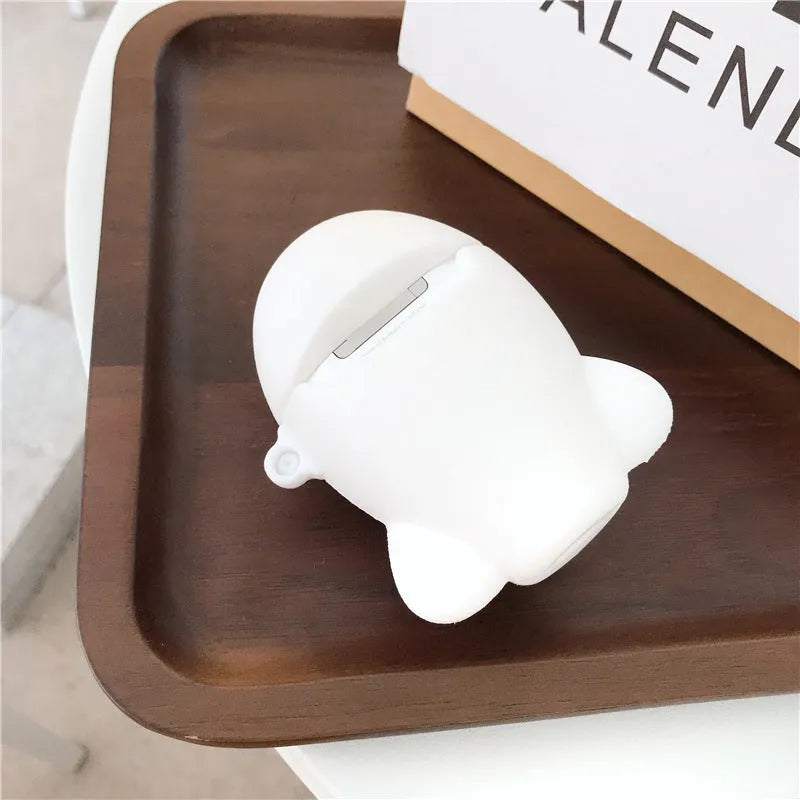 Cartoon aircraft headset design silicone case for Apple AirPods with flip opening and attachment hook