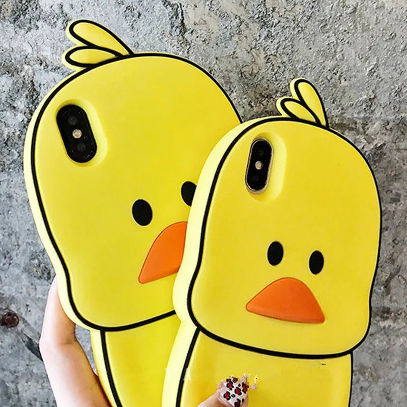 Green silicone iPhone case with cartoon animal design showing back cover protection