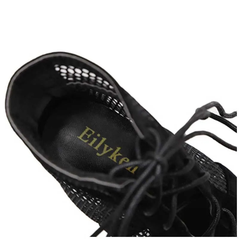 Black suede women's lace-up high heel shoes with an 11.5cm heel.