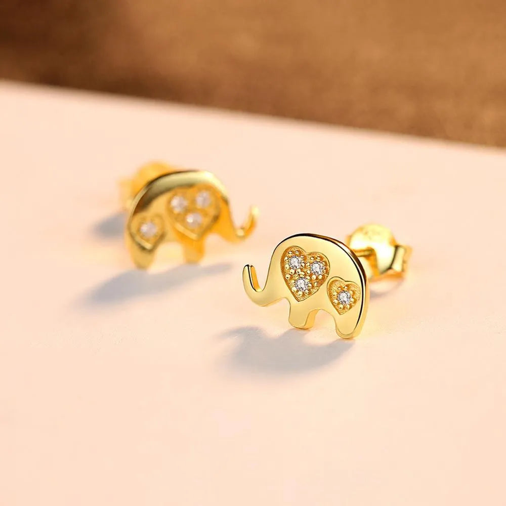 Geometric Korean ladies earrings in silver with gem setting, measuring 0.6cm by 0.9cm