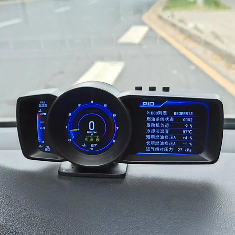 A600 GPS car navigation monitor with OBDII connector and multilingual display options