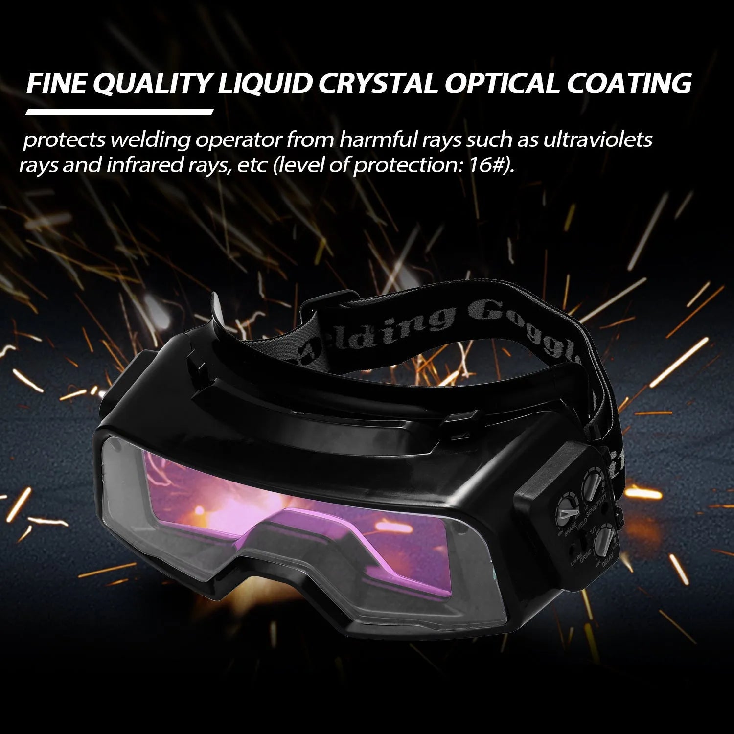 Black automatic darkening welding mask with adjustable shade control for arc welding protection