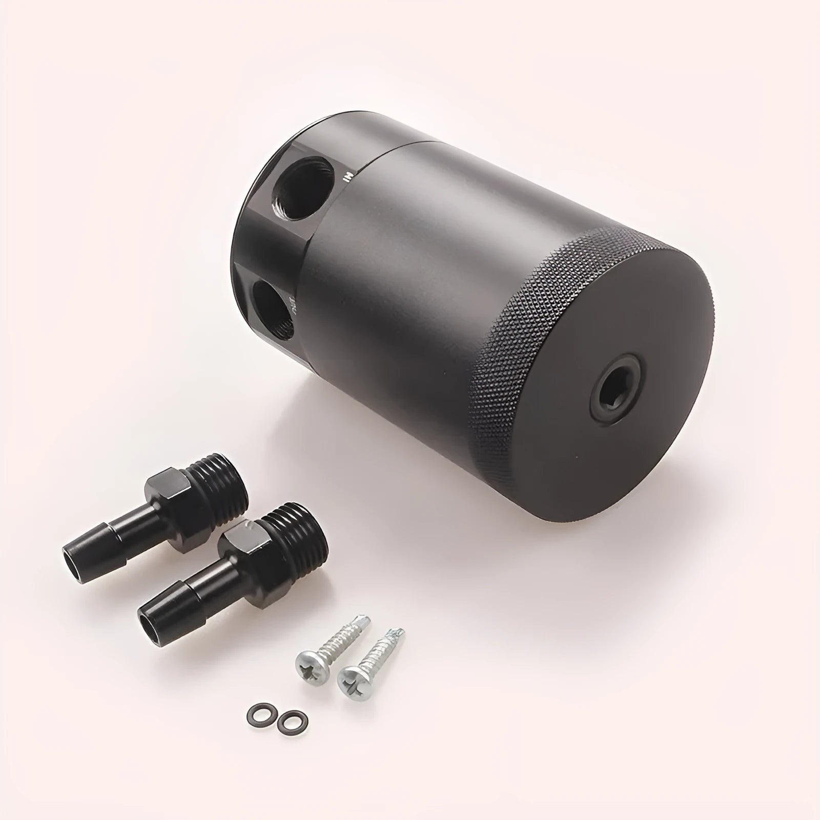 Aluminium automotive oil pot with two-hole design in black or silver