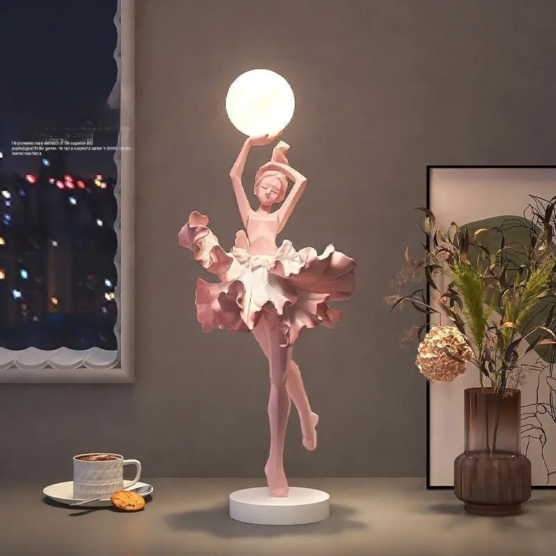 Art girl atmosphere small night lamp in black gold, white, pink, or light blue colour with USB charging