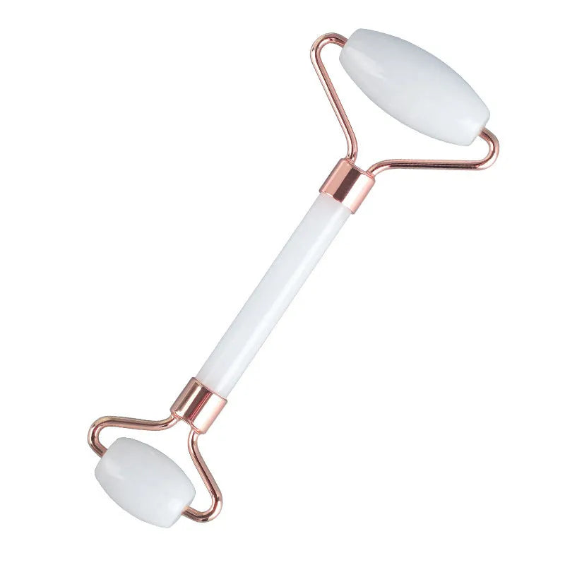 Natural white jade double-headed claw roller and scraping board set for facial and body massage