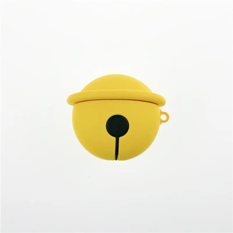 Bright yellow silicone bell-shaped protective case designed for Apple AirPods 1st and 2nd generation headsets.