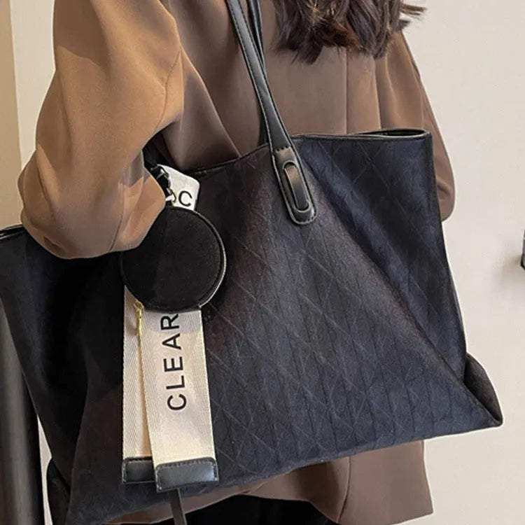 Soft polyester horizontal square tote shoulder bag with sandwich pockets in green colour option