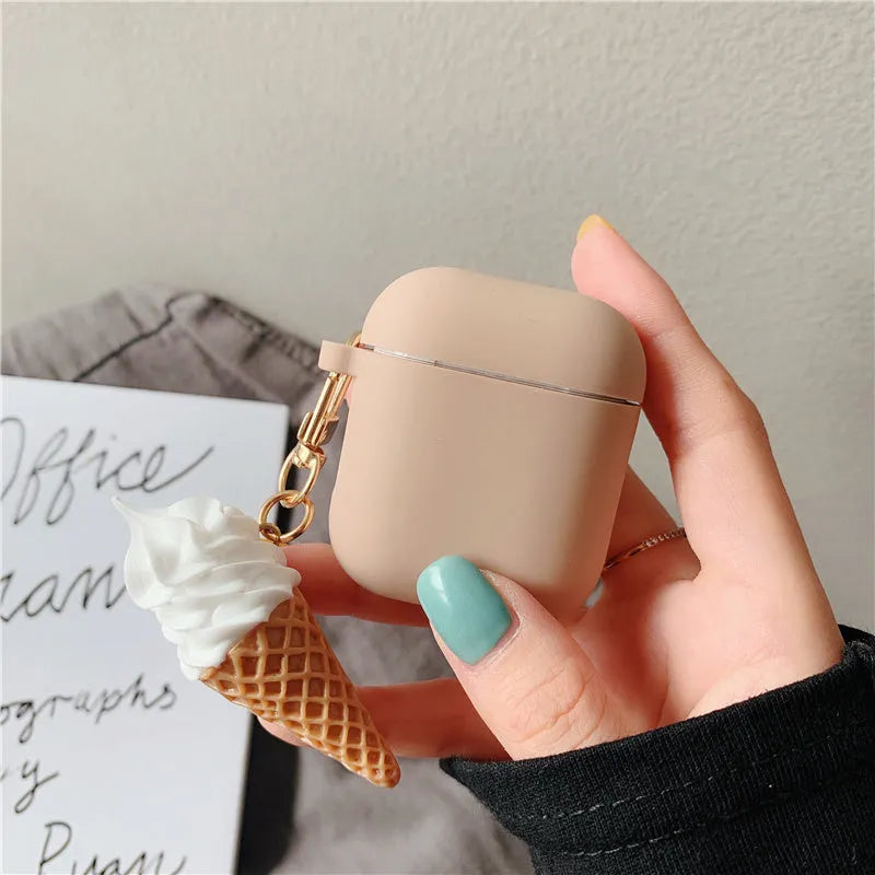 Silicone AirPods 2 case with cylinder ice cream design in assorted colours.