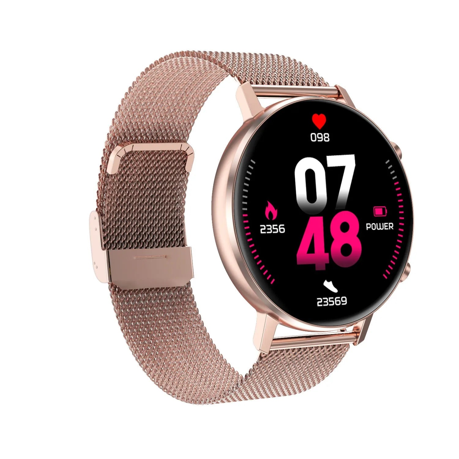 DT96 smart wristband with steel strap and 1.3 inch screen display