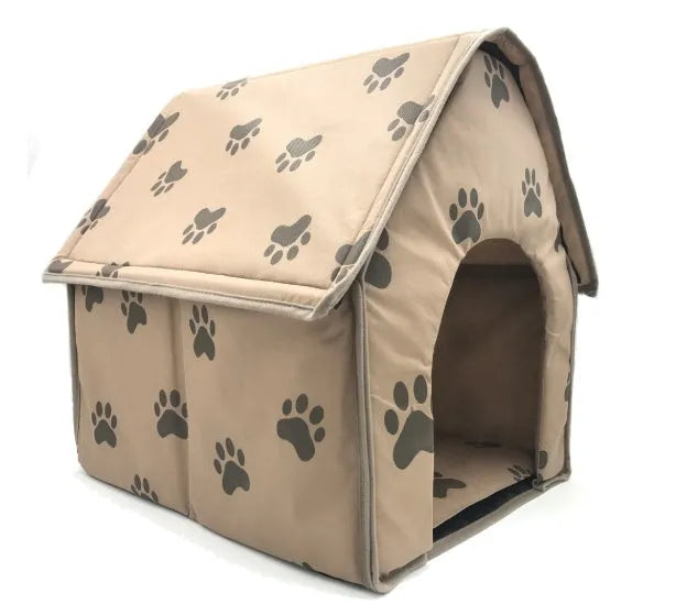 Brown foldable pet mattress dog nest, 47x49x49cm, with a 22x26cm door opening for small dogs and cats.