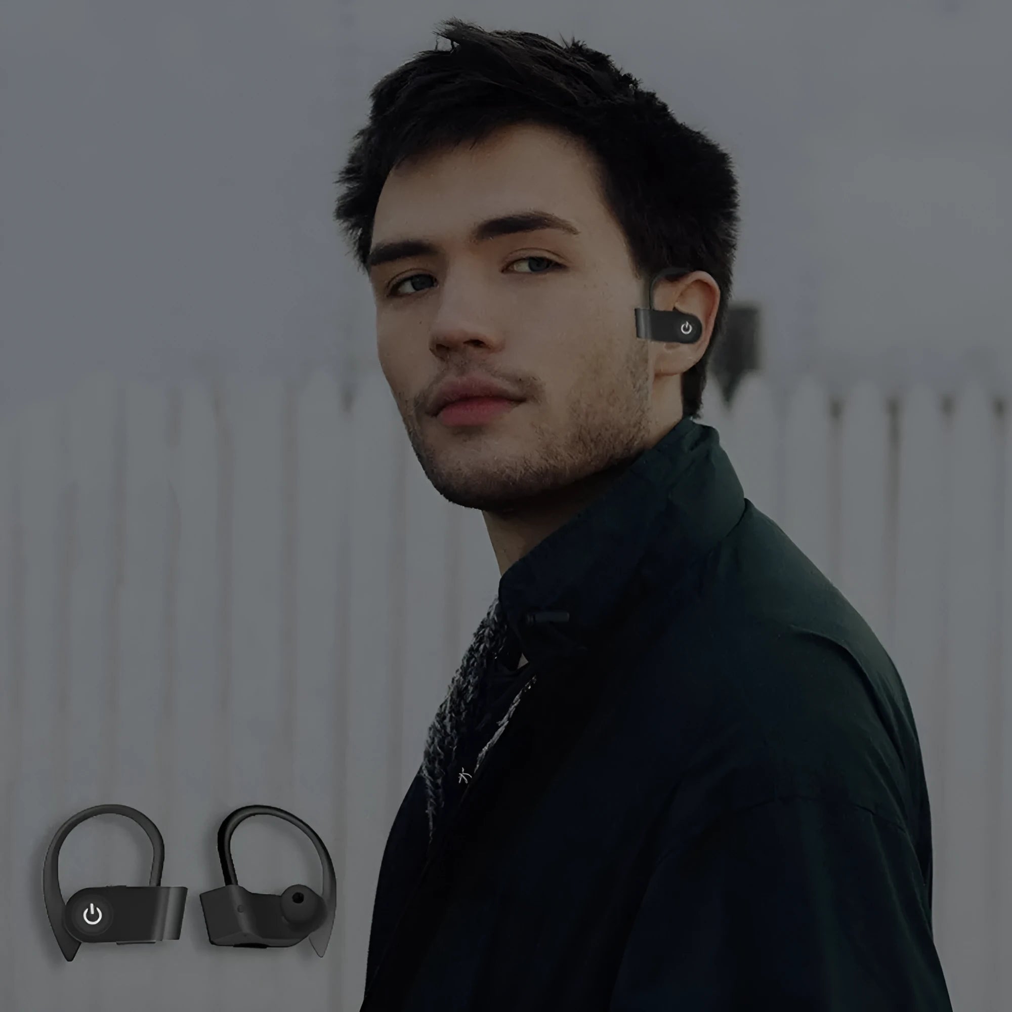 Wireless Bluetooth earphones with in-ear design and push-button controls in three colour options
