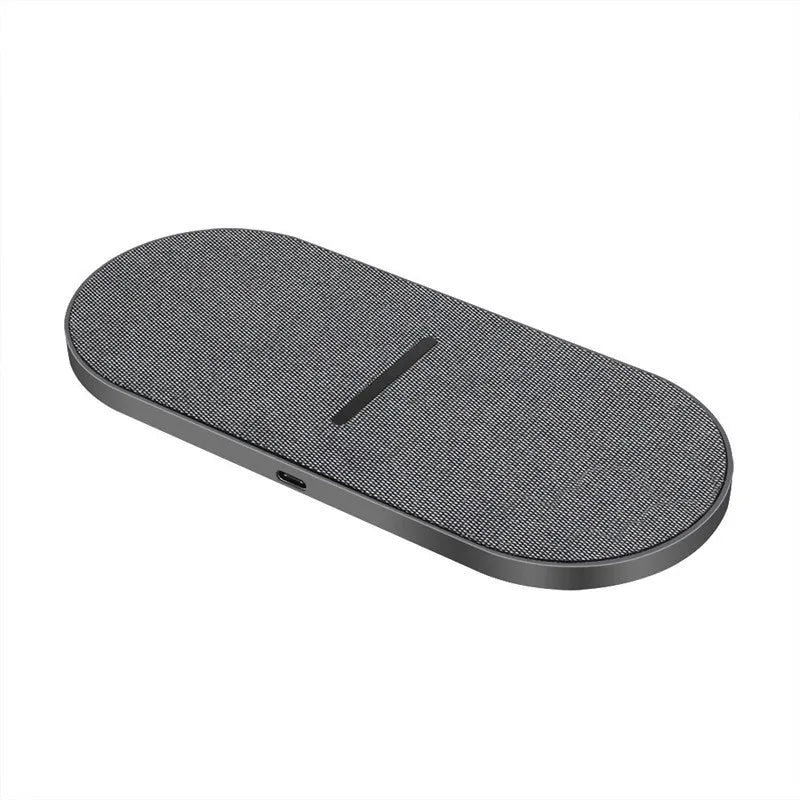 Black 10W wireless charger 2-in-1 set with two charging pads and LED indicators