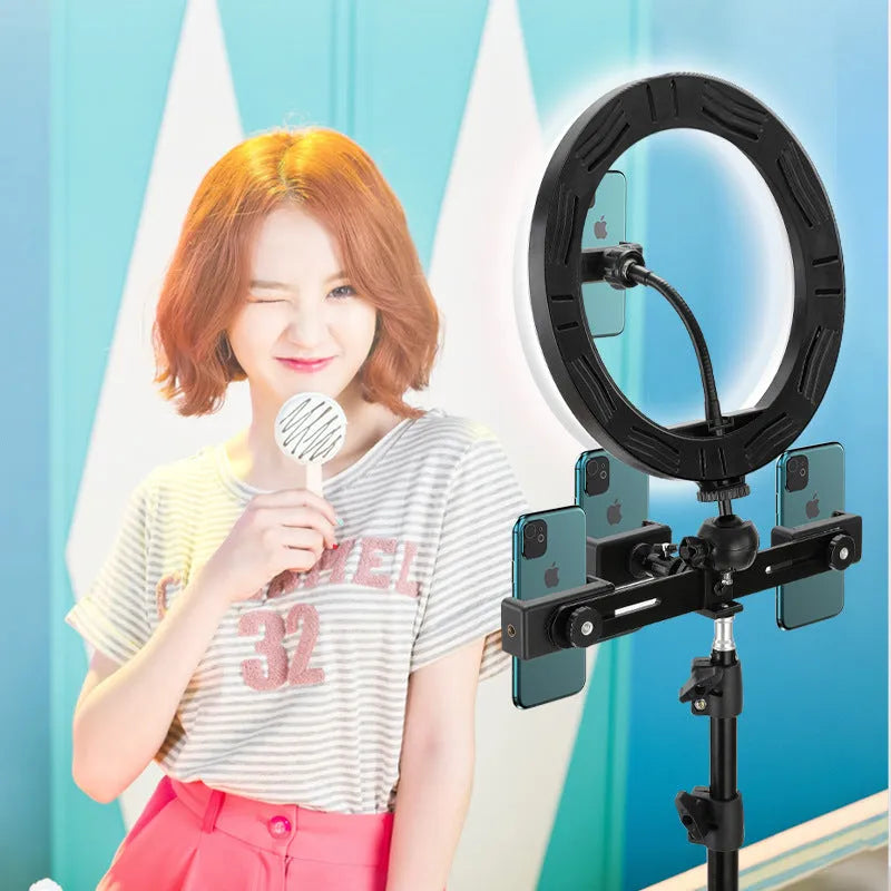 10-inch smartphone ring light with metal stand bracket for selfie photography
