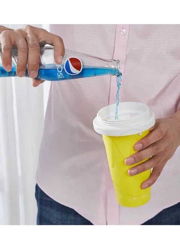 Cylindrical double layer silicone pinch cup in blue green with food grade material for making fast cooling slushy drinks