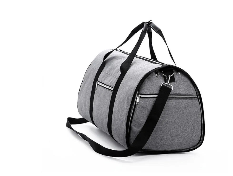 Red cylinder-shaped travel bag made from Oxford cloth with a zipper closure.