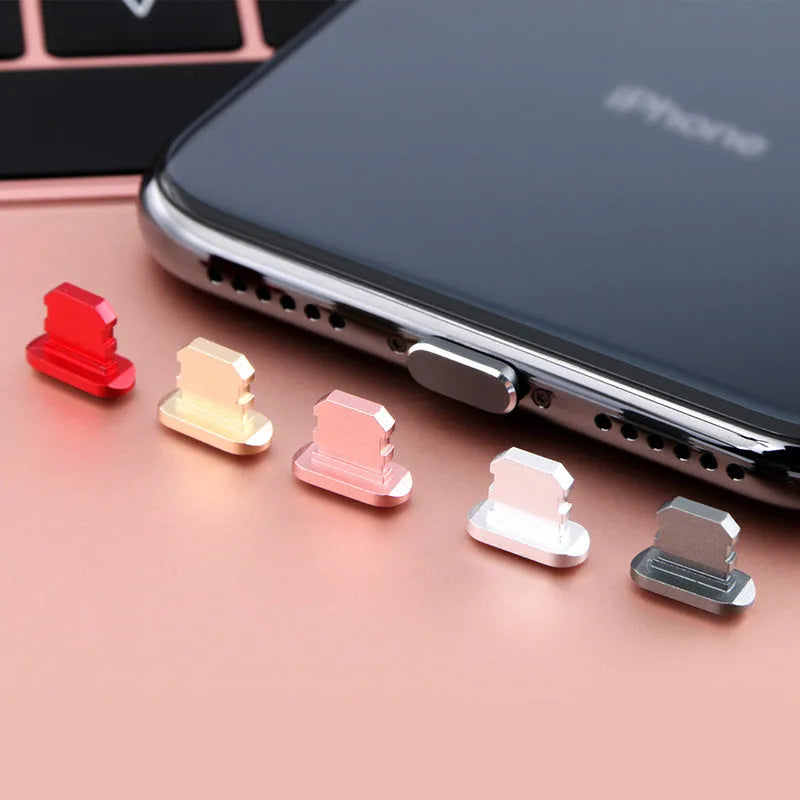 Aluminium alloy iPhone charging port dust plug in various colours for multiple iPhone models