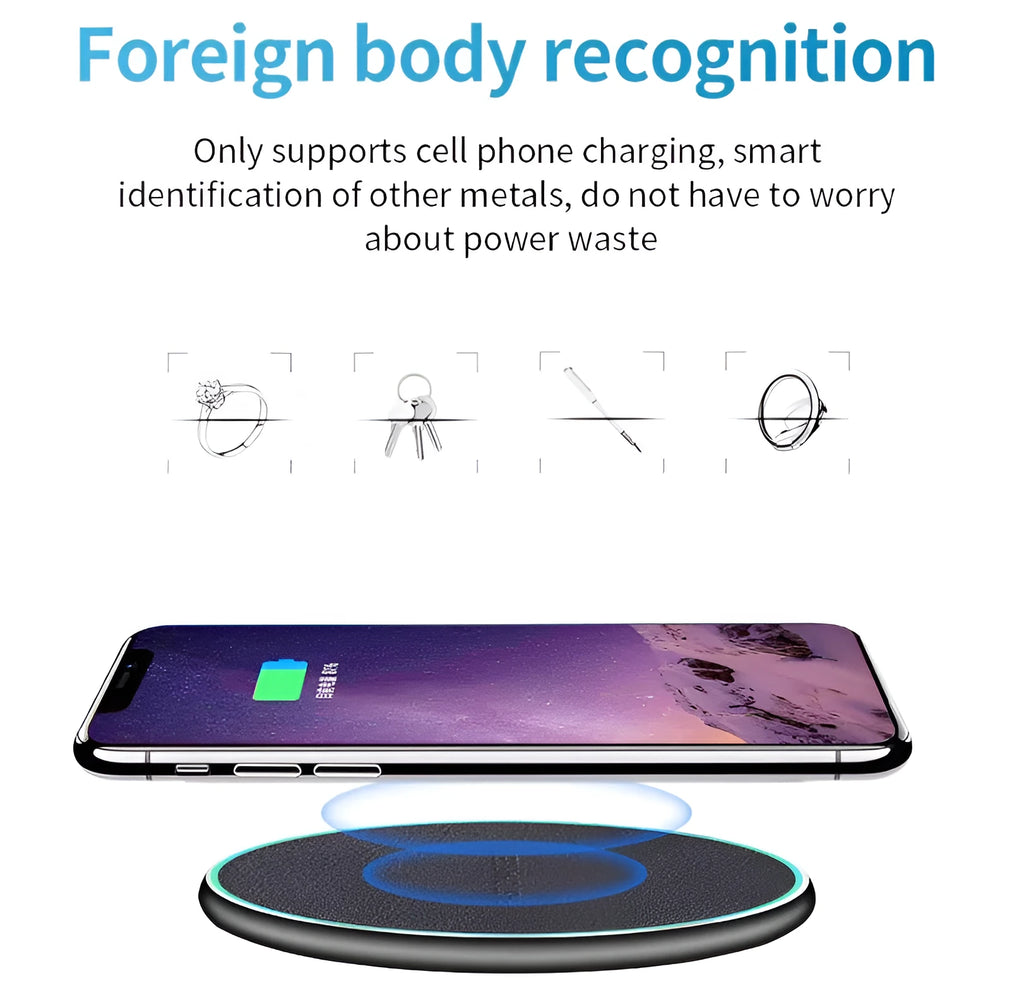 Black Qi wireless charger for iPhone 11 with 10W fast charging capability