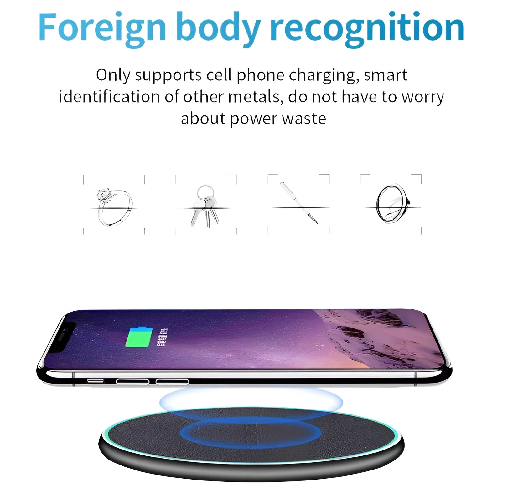 Black Qi wireless charger for iPhone 11 with 10W fast charging capability